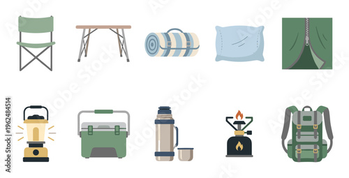 Camping and outdoor adventure essentials, a comprehensive collection of equipment for wilderness exploration and leisure activities.