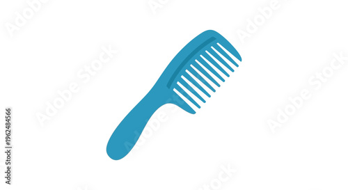 Blue plastic comb on white background in minimalistic style with bright lighting for grooming