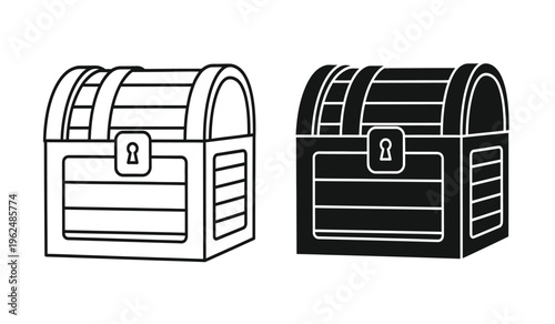 Two treasure chests with one in silhouette side by side