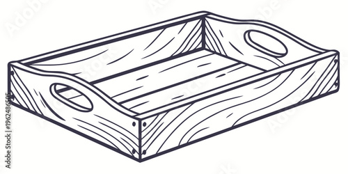 A handcrafted wooden tray with two handles and a textured surface