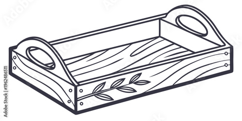 A beautifully crafted wooden tray with intricate leaf carvings on its surface