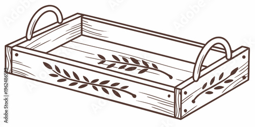 A beautifully carved wooden tray with intricate floral designs on the sides