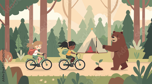 A calming and serene abstract landscape illustration featuring green hills and earthy tones, evoking a sense of peacefulness and tranquility.