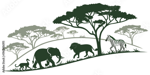 A serene depiction of wildlife in the heart of the african savannah