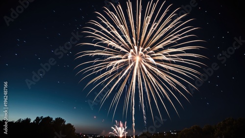A stunning display of colorful fireworks lighting up the night sky