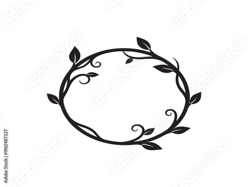 Decorative vines forming circle silhouette with natural organic frame design 