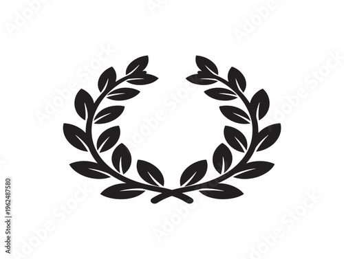 Elegant leaf wreath crest silhouette with refined botanical emblem design 