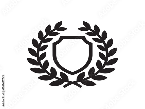 Beautiful leaf wreath crest silhouette for classic decorative insignia concept 