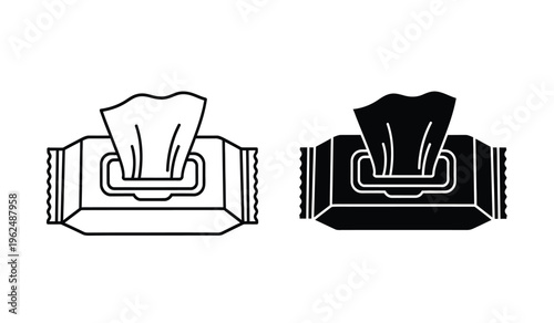 Tissue box silhouette illustration with one box having a tissue sticking out