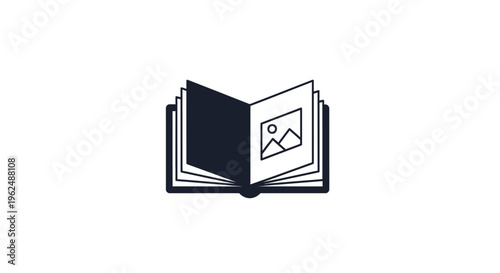 An open book with a picture inside.