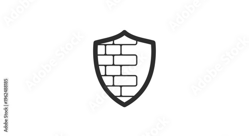 Shield icon with brick wall pattern.