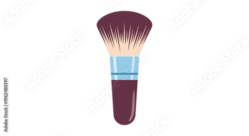 Single makeup brush in minimalist flat illustration with purple and beige colors in simple format for beauty marketing