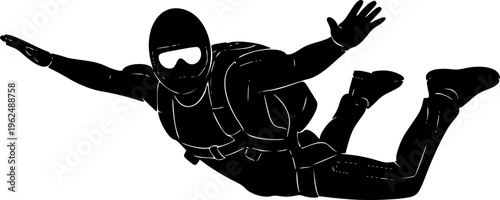 minimalist Skydiver man extreme sport freedom vector black color silhouette

