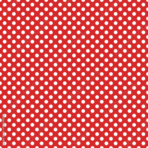 Vintage White Polka Dot Seamless Pattern on Red Background Retro Pin Up Style Bold Textile Design