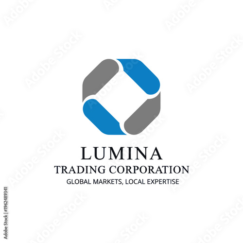 Lumina Trading Corporation Logo Featuring Abstract Octagon Design in Blue and Gray.