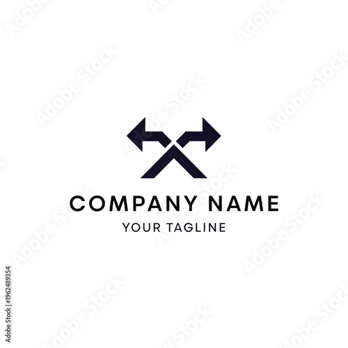 Arrow crossroads logo design featuring two arrows pointing in opposite directions, symbolizing choices and decisions.