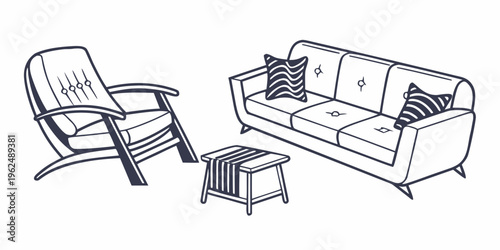 A cozy living room with a white sofa, a chair, and a small table.