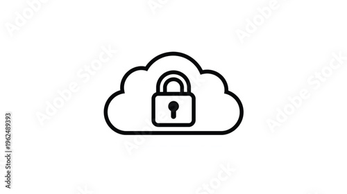 Cloud Security Icon: A simple yet powerful illustration of a cloud encompassing a closed padlock, symbolizing data protection and secure online storage.