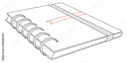 A detailed sketch of a closed book with a ribbon bookmark