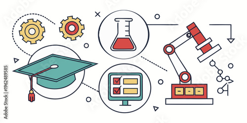 Illustration of various educational icons representing learning and knowledge