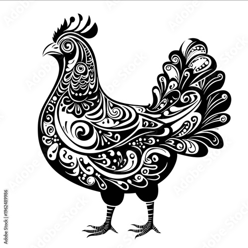 black silhouette hen on a white backgrounk vector
