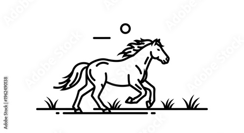 Horse Running in the Field Freely.