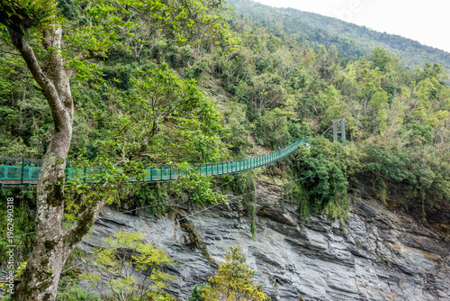 Suspension bridge Sanfong One on Walami Trail in Yushan National Park of Taiwan