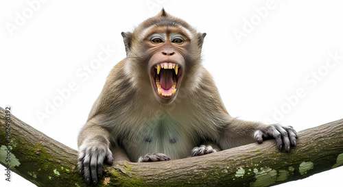 Cute Monkey Laughing While Perched on Tree Branch