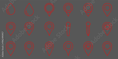 Red map pointer icons