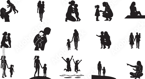 Black silhouette depicting various human activities and sports in a minimalist style black silhouettes