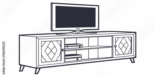 Modern television stand with geometric design and ample storage space