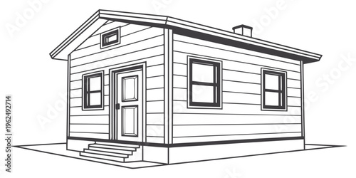 A charming, small, single-story house with a welcoming front porch and two windows.