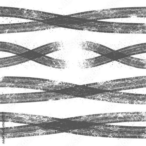 Tire tread marks after skidding, launch, drift, powerslide in motorsport, rally, off-road, motocross. Wheel texture with splash effect. Vector, transparent background SVG version.