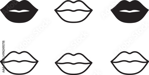 Isolated Lips Icon Design, lips icon, lips vector, beauty makeup concept, kiss lips symbol, facial feature design, cosmetic illustration, editable icon set, ui design graphic