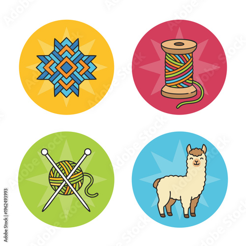 Set of Four Craft and Hobby Icons.