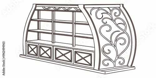 A beautifully designed wooden cabinet with intricate carvings and glass doors