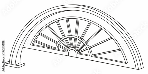 A detailed architectural drawing of a semi-circular archway with intricate design elements