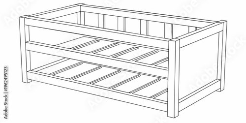A sturdy wooden shelf unit with two levels for storage and display purposes