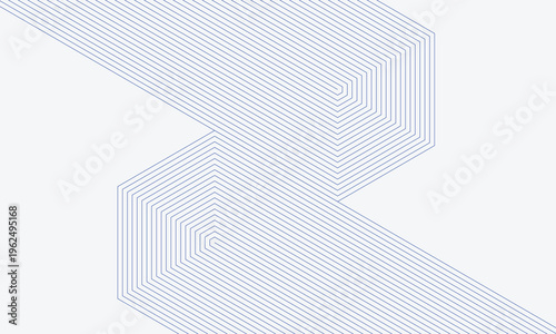 Parallel blue lines arranged in Z-letter shape with double angular bend on light gray background. Minimalist vector concept for Generation Z identity, youth culture and modern design.