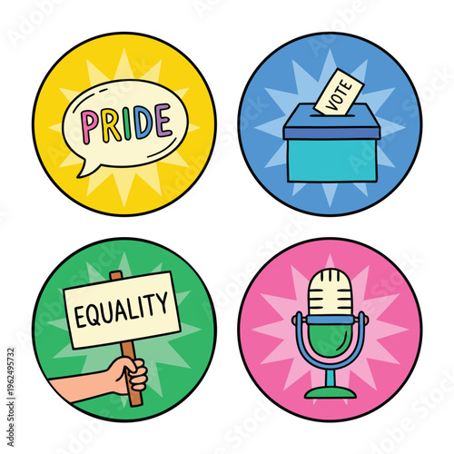 Set of Icons Representing Social Justice and Civil Rights.
