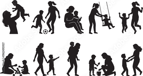 Black silhouette of diverse people performing various daily activities and sports black silhouettes walking 1