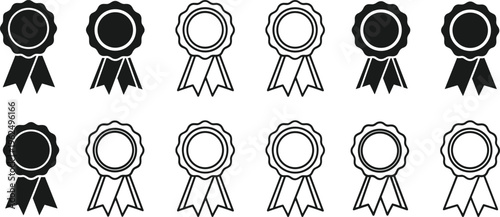 Black and white rosette with ribbons symbol 1