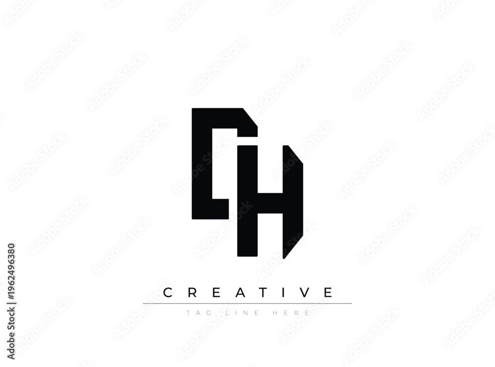 Fototapeta premium Modern stylized monogram logo design featuring bold geometric letters CH