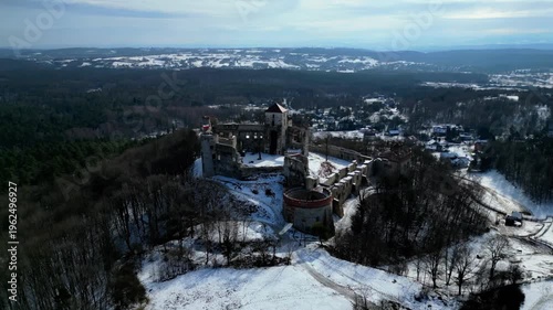 view from the top hill with castle Tenczynek 