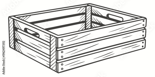 A simple wooden crate with open top and visible slatted sides