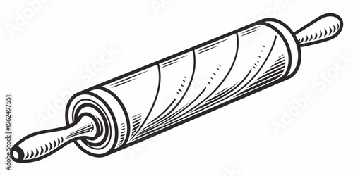 A vintage rolling pin with a textured surface and wooden handles