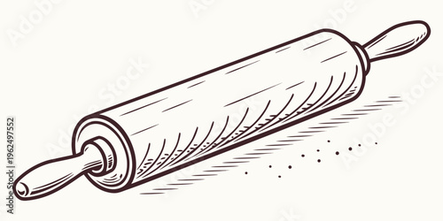 A vintage rolling pin with wooden handles used for baking and cooking.