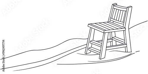 A vintage wooden rocking chair on a gentle, curving path.