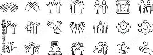 friendship symbol set people together support teamwork community