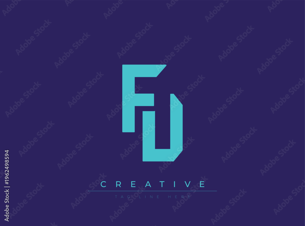 Fototapeta premium Modern stylized FD logo with creative tagline placeholder design
